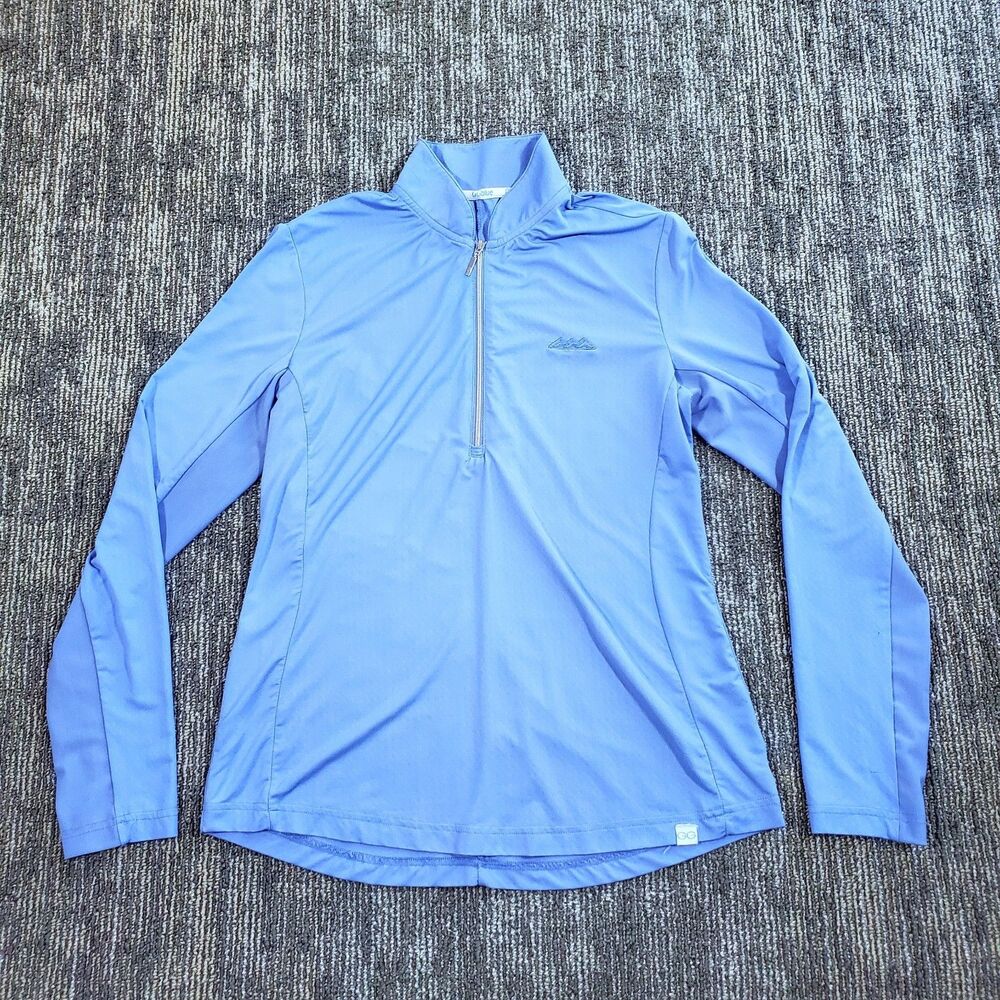 GG Blue Luxe Sport Women's Long Sleeve Blue Golf Tennis Qtr Zip Top Active